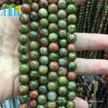 Wholesale Natural Green with Red Unakite Gemstone Stone Round Loose Spacer Beads 4mm 6mm 8mm 10mm